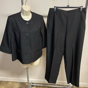 Alfred Dunner Black Button-Up Jacket and Pants Set
